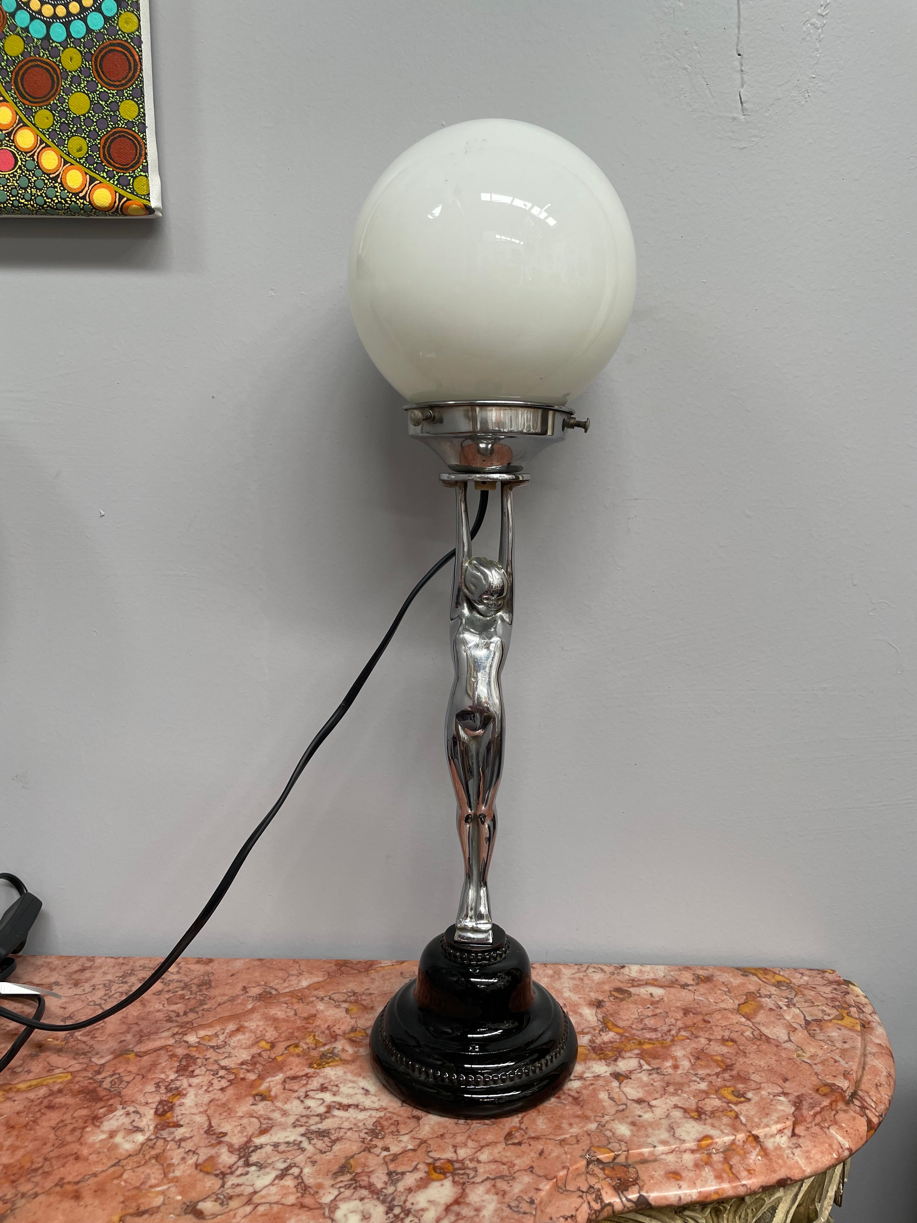 Art Deco "Diana" Chromed Lamp