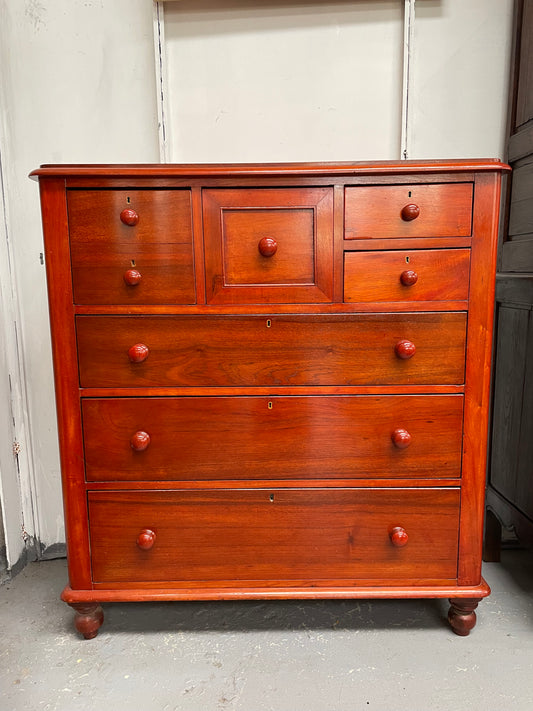 Practical Victorian Cedar chest of seven drawers providing plenty of storage. It is in good original condition and has been sourced locally.