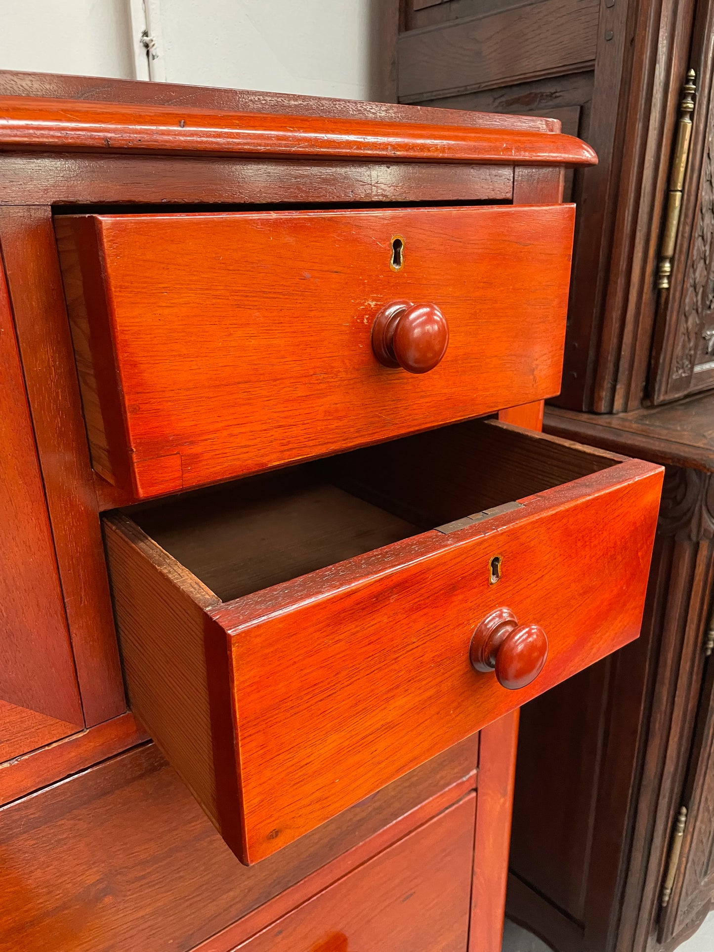 Practical Victorian Cedar chest of seven drawers providing plenty of storage. It is in good original condition and has been sourced locally.
