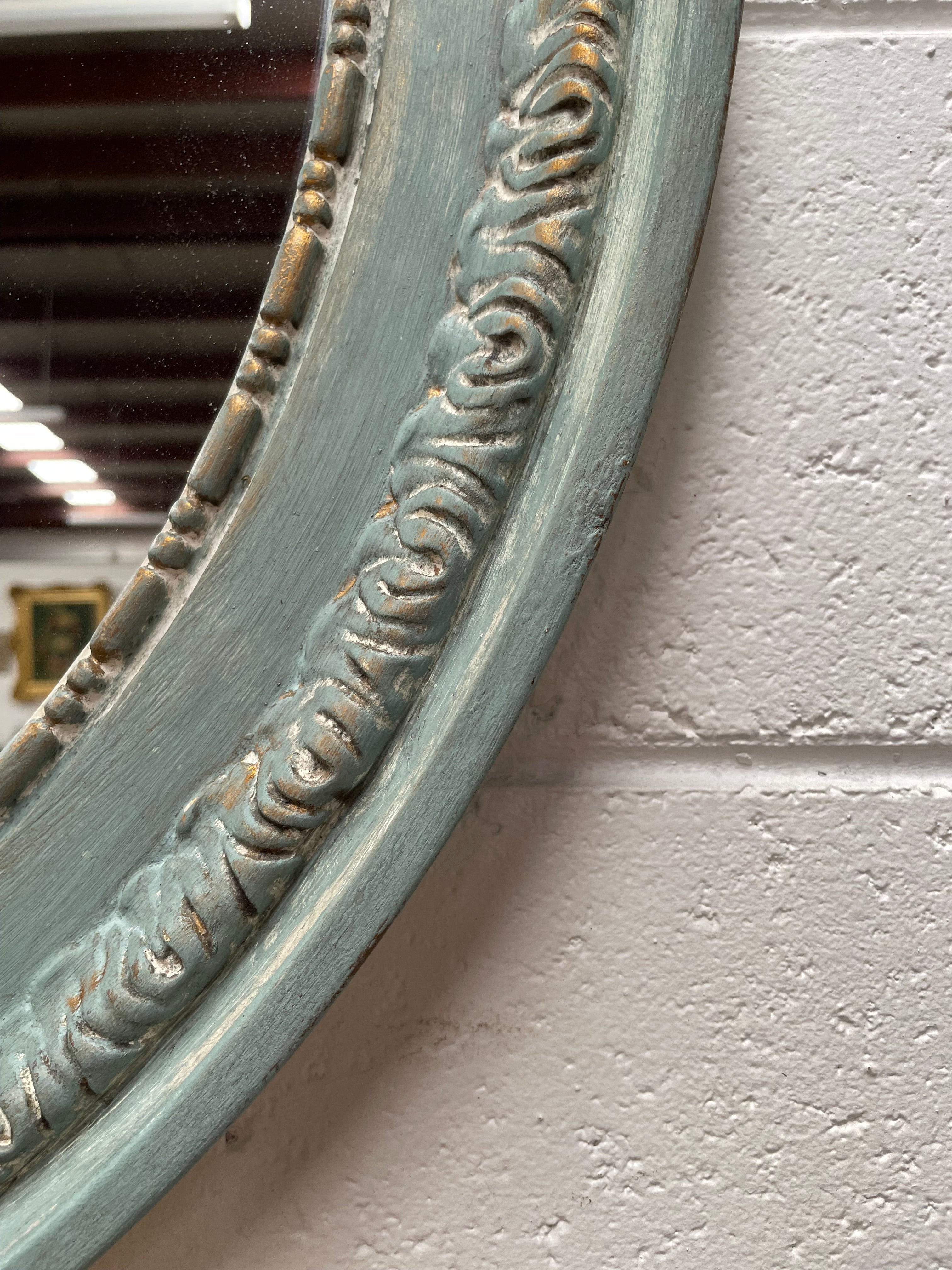Chalk Painted Decoratively Carved Oval Mirror | Antique & Vintage | Moonee Ponds Antiques | Australia Wide Delivery