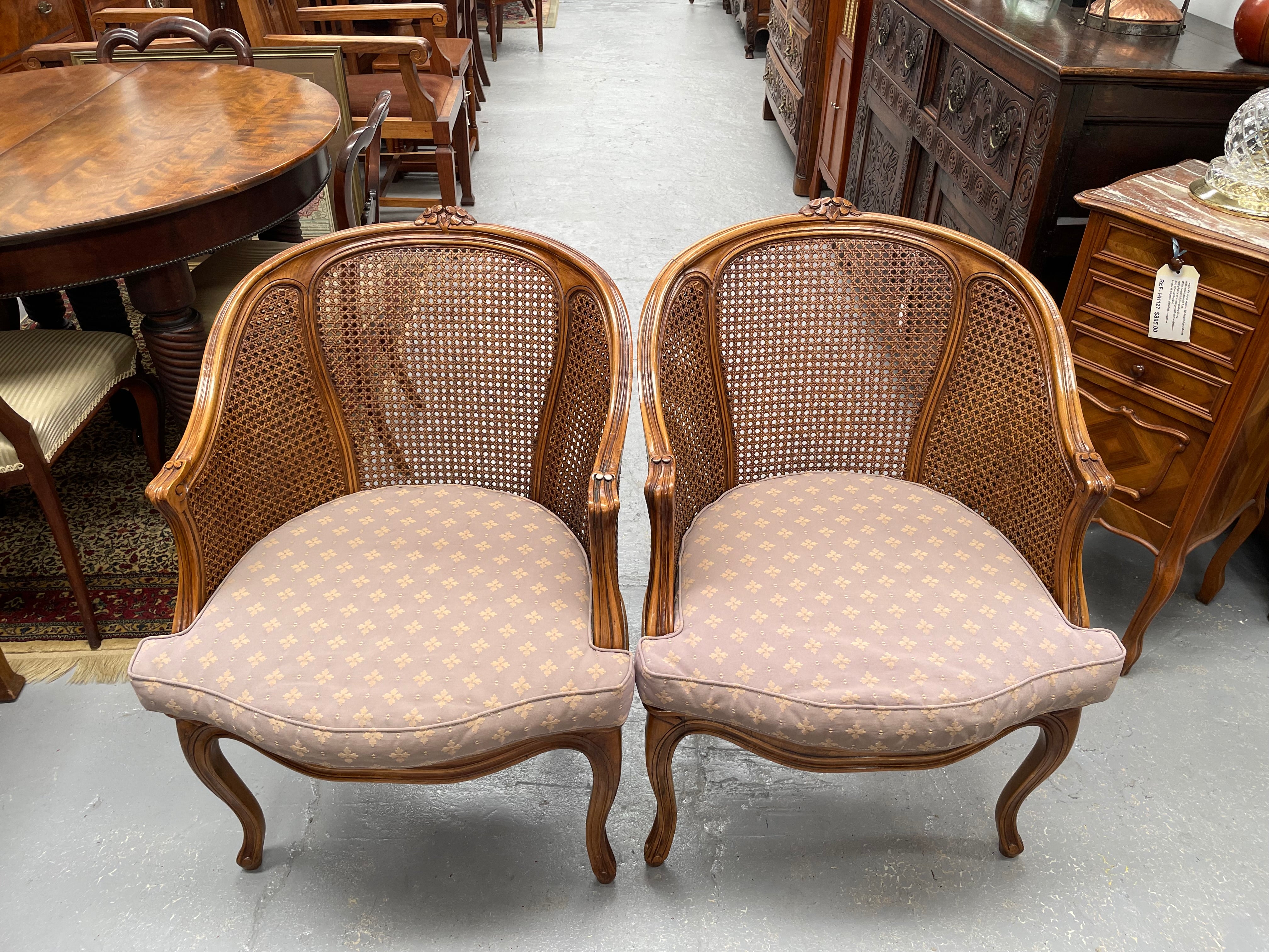 Pair of French Walnut Double Caned Back Chairs | Antique & Vintage | Moonee Ponds Antiques | Australia Wide Delivery