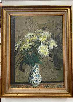 Fabulous Framed Floral Oil Painting of Chrysanthemums In a Vase | Antique & Vintage | Moonee Ponds Antiques | Australia Wide Delivery
