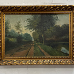 Sourced from France is this beautiful large French oil on canvas landscape in a lovely frame, signed and ready to hang. It is in good original detailed condition. 