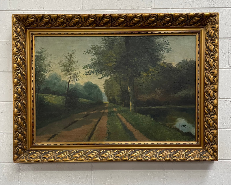 Sourced from France is this beautiful large French oil on canvas landscape in a lovely frame, signed and ready to hang. It is in good original detailed condition. 