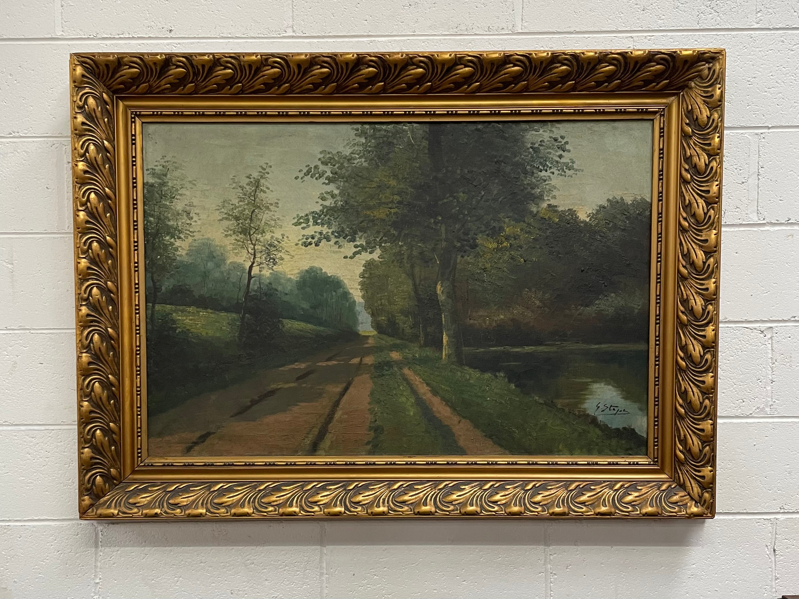 Beautiful Large French Oil Landscape Painting