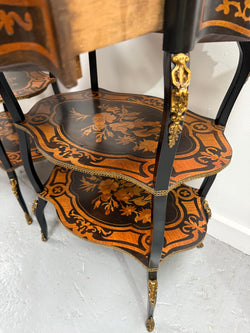 Pair of Late 19th Century Ebonised & Marquetry Three Tier Etageres | Antique & Vintage | Moonee Ponds Antiques | Australia Wide Delivery