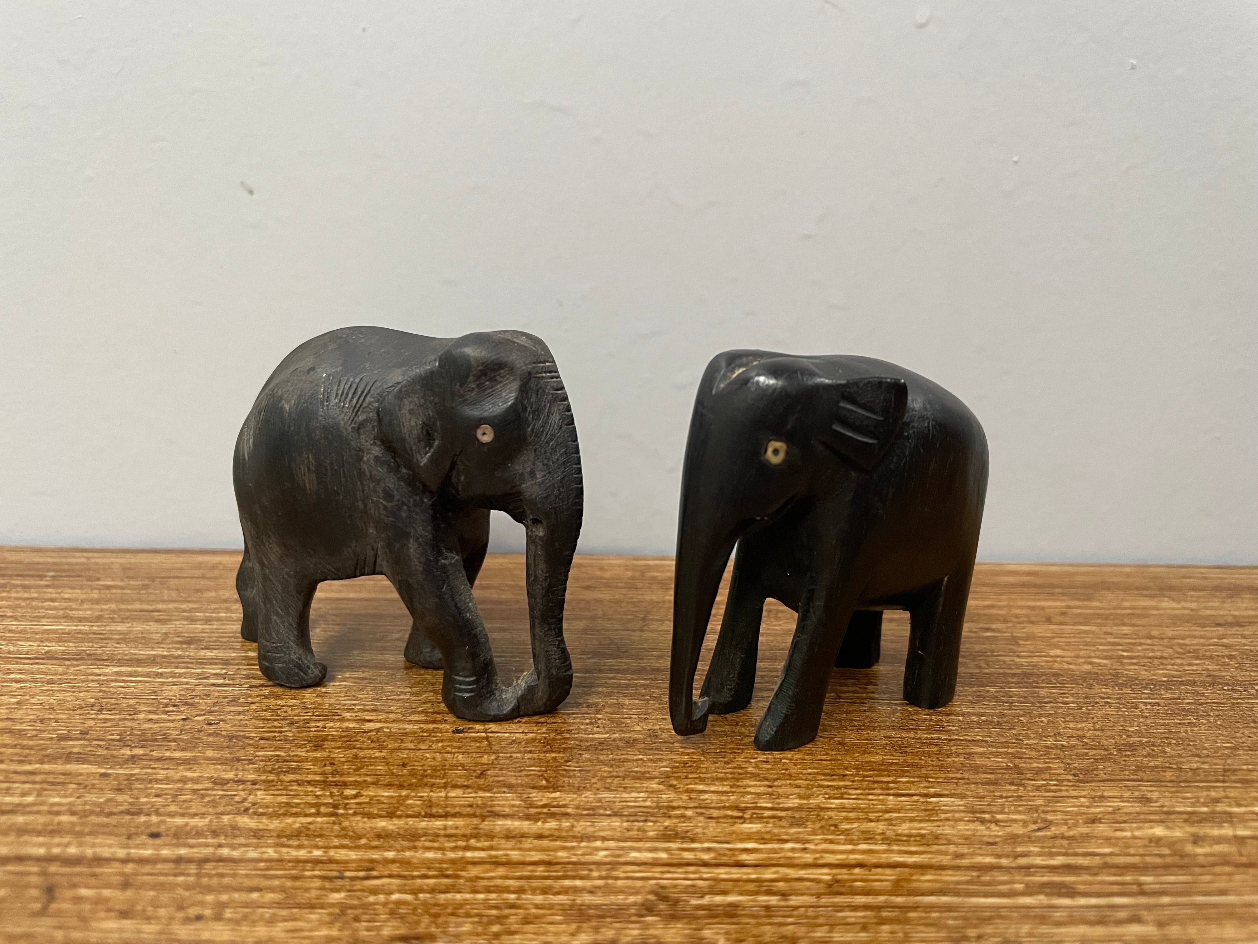 Pair of Ebony Elephants | Antique & Vintage | Moonee Ponds Antiques | Australia Wide Delivery