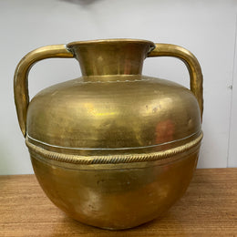 Antique French Arts & Crafts Style Brass Urn With Handles