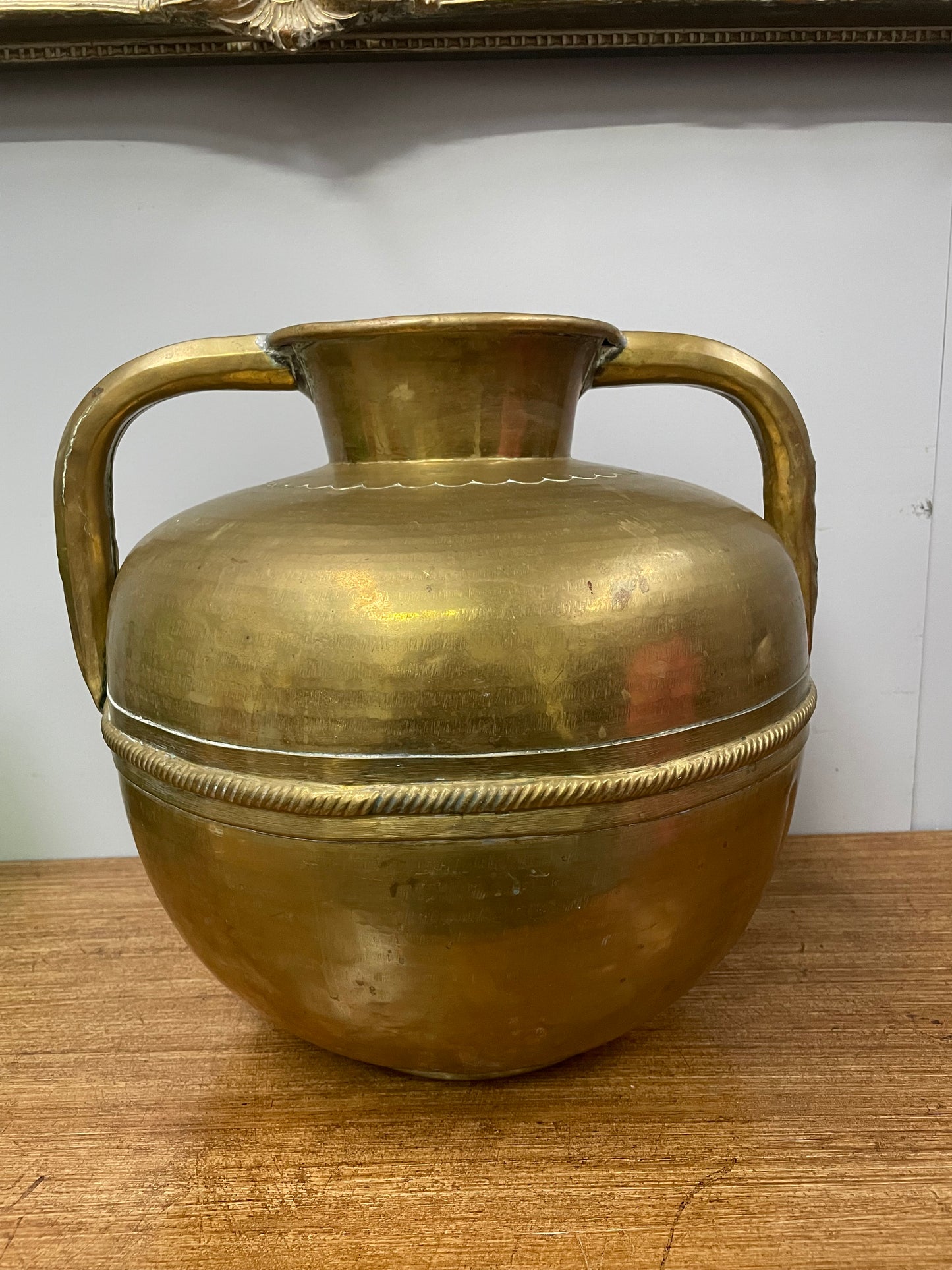 Antique French Arts & Crafts Style Brass Urn With Handles