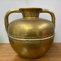 Antique French Arts & Crafts Style Brass Urn With Handles