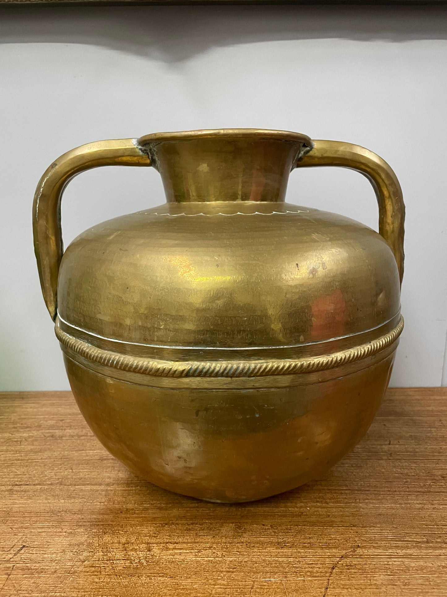 Antique French Arts & Crafts Style Brass Urn With Handles