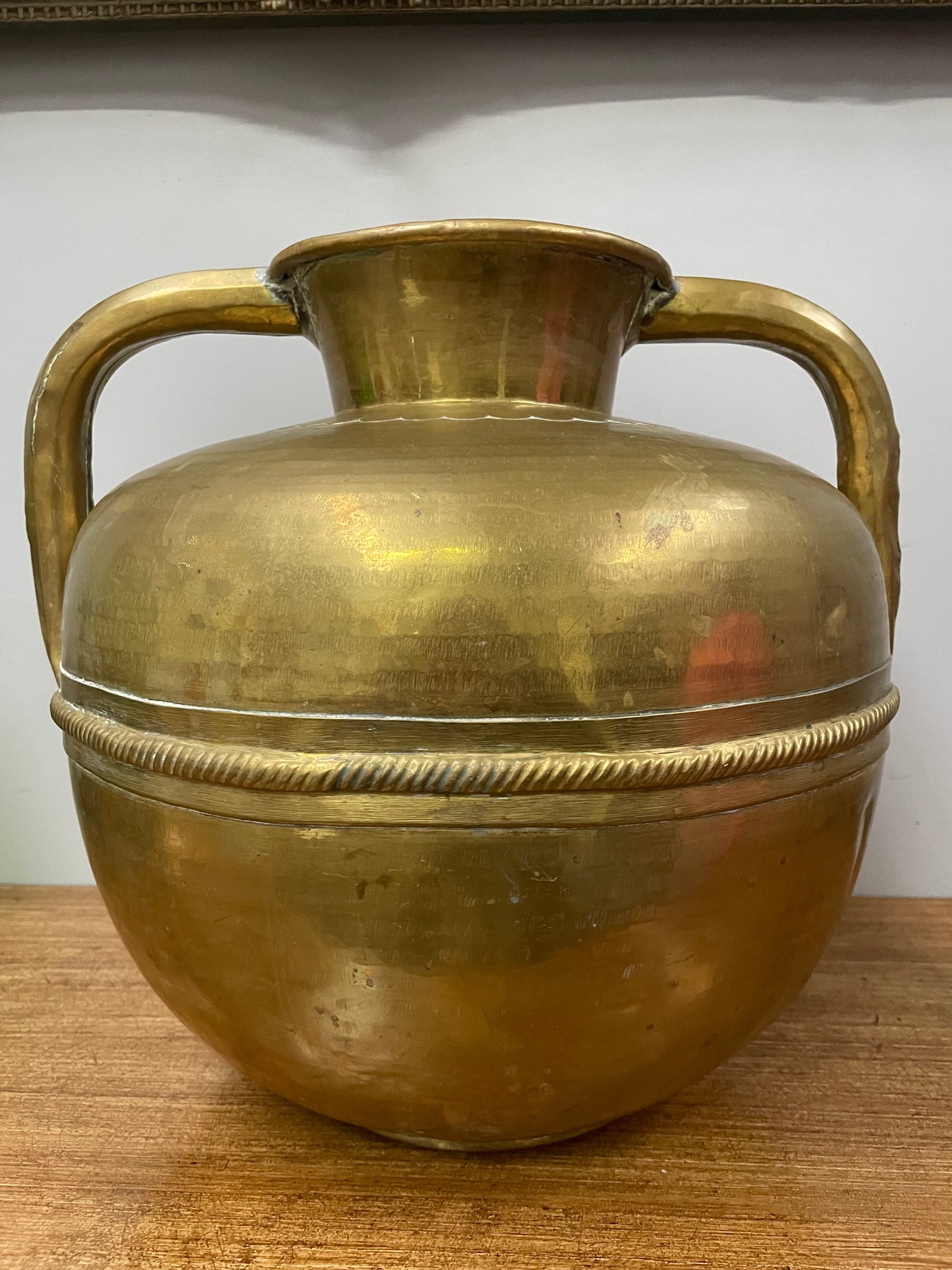 Antique French Arts & Crafts Style Brass Urn With Handles