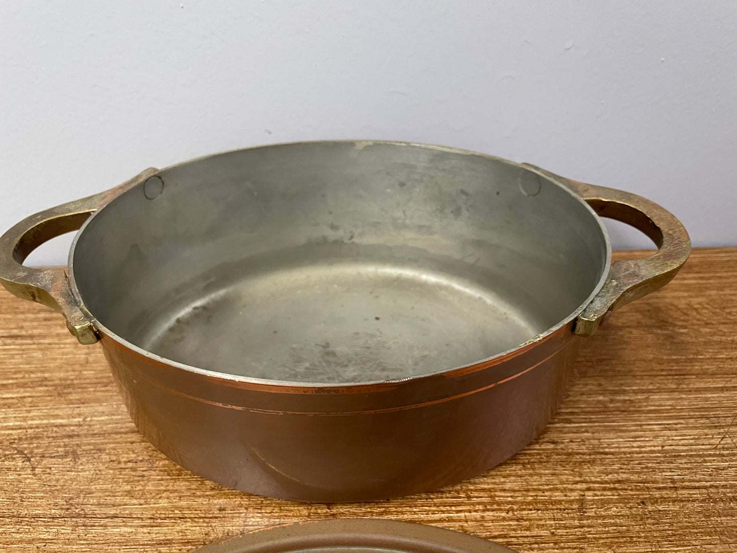 Antique Small Brass Handled & Copper Tin Lined Pot