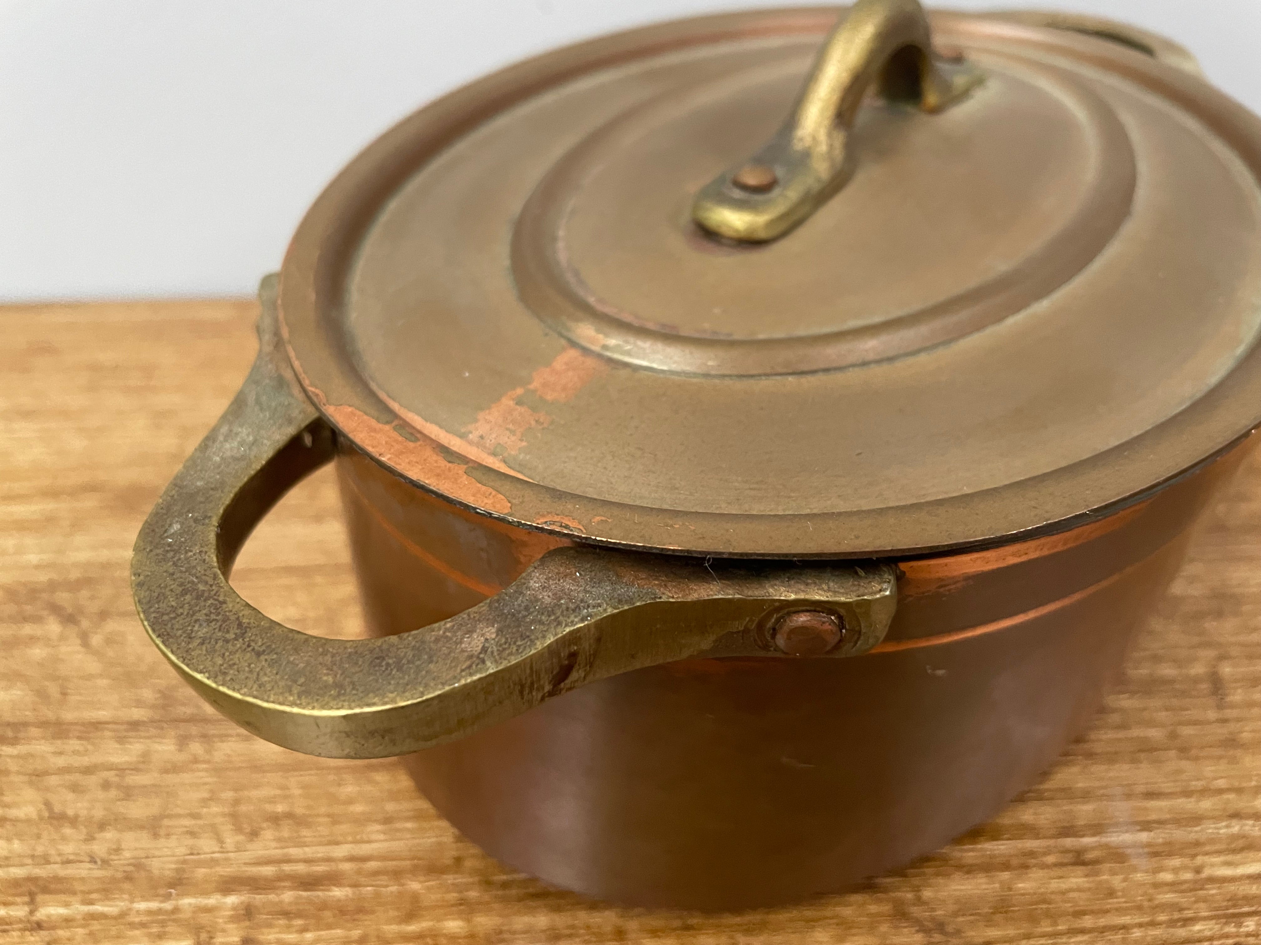 Antique Small Brass Handled & Copper Tin Lined Pot | Antique & Vintage | Moonee Ponds Antiques | Australia Wide Delivery