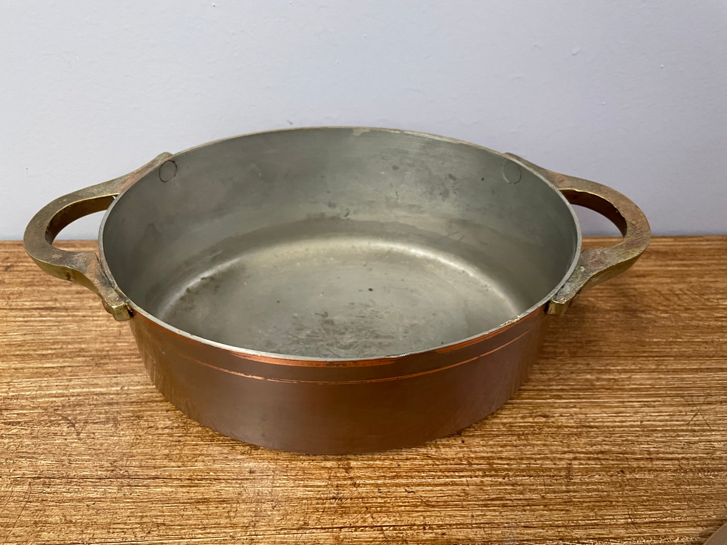 Antique Small Brass Handled & Copper Tin Lined Pot