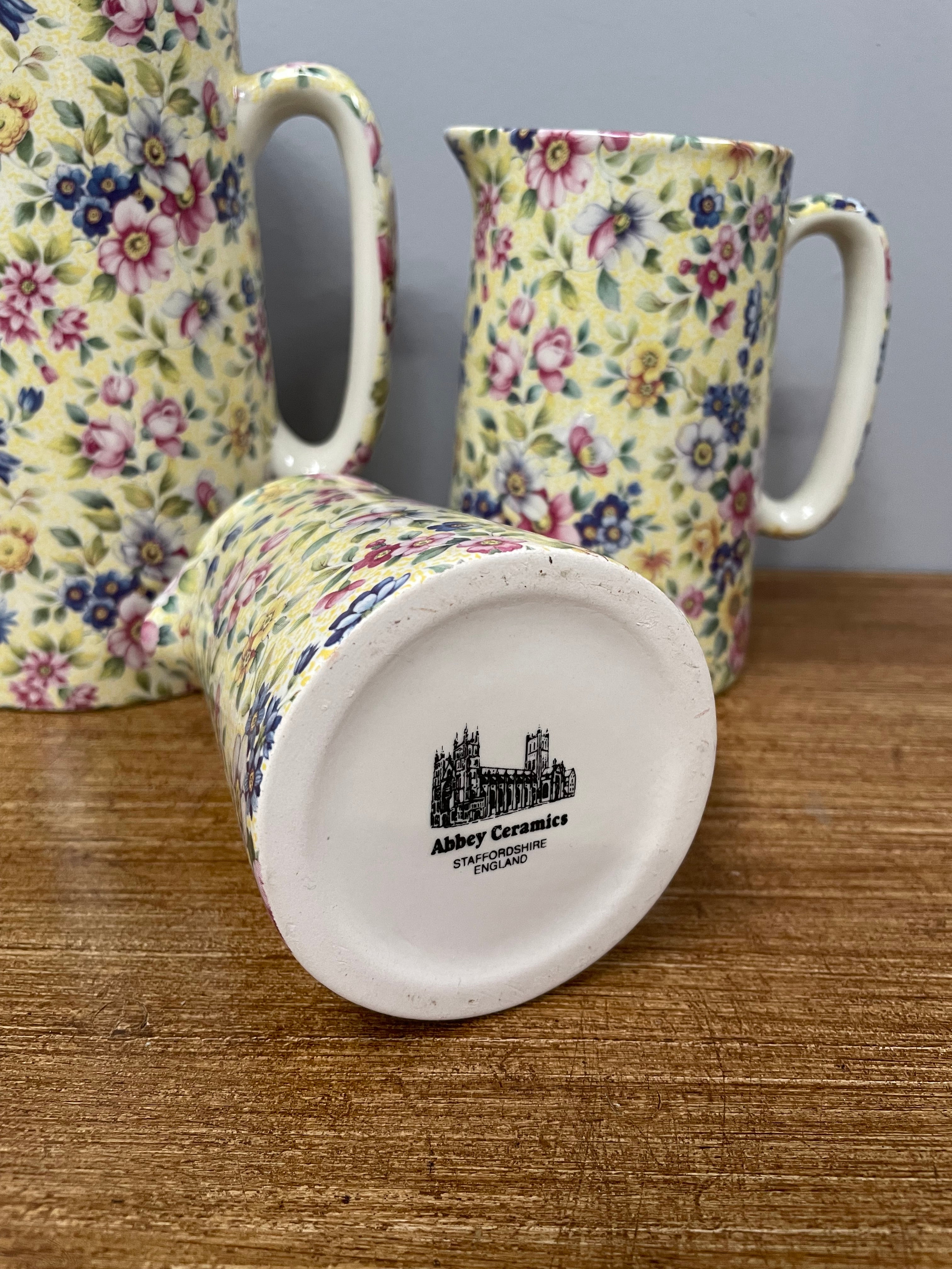 Set of Three Abbey Ceramics Staffordshire England Jugs | Antique & Vintage | Moonee Ponds Antiques | Australia Wide Delivery