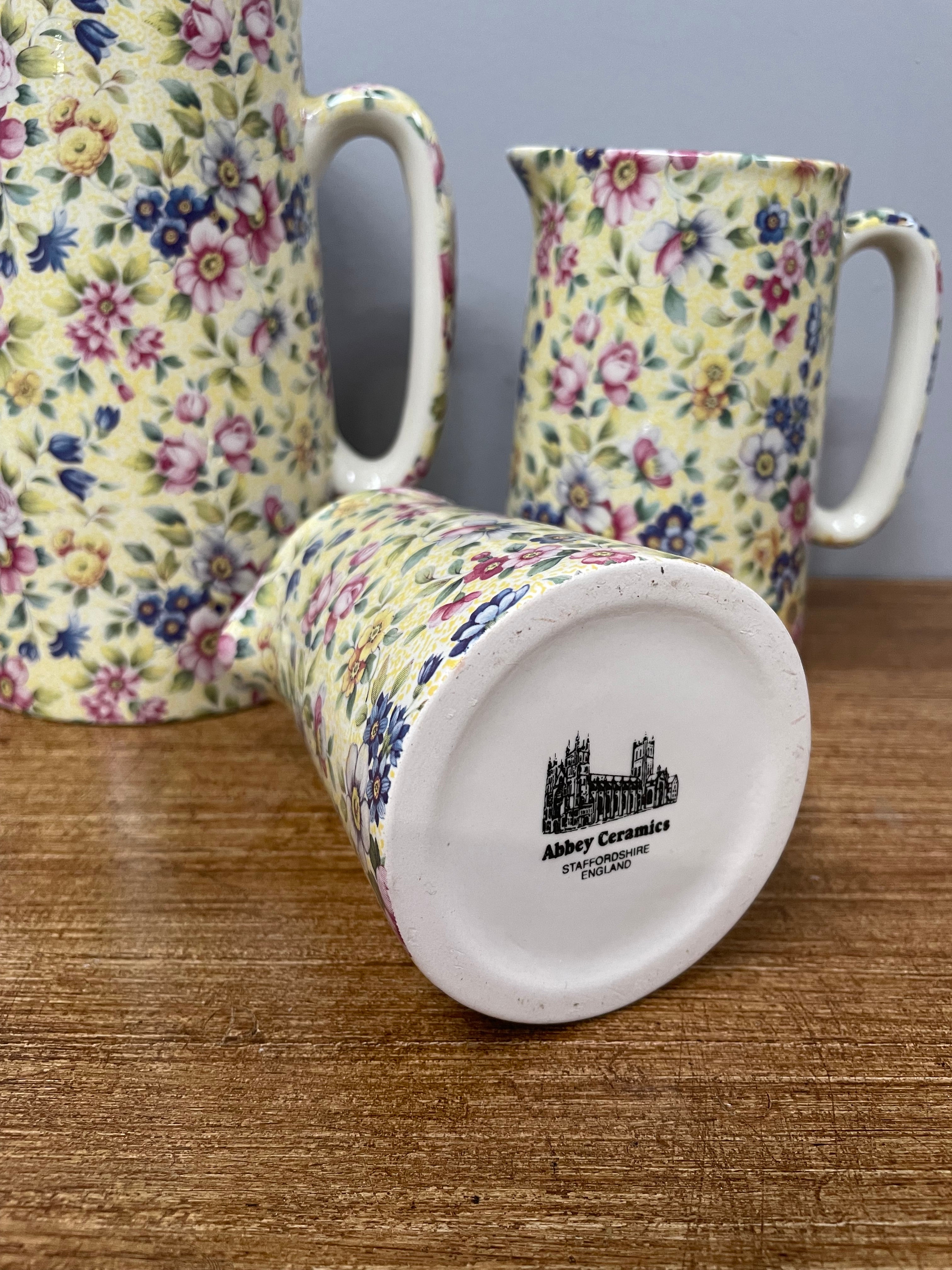 Set of Three Abbey Ceramics Staffordshire England Jugs | Antique & Vintage | Moonee Ponds Antiques | Australia Wide Delivery