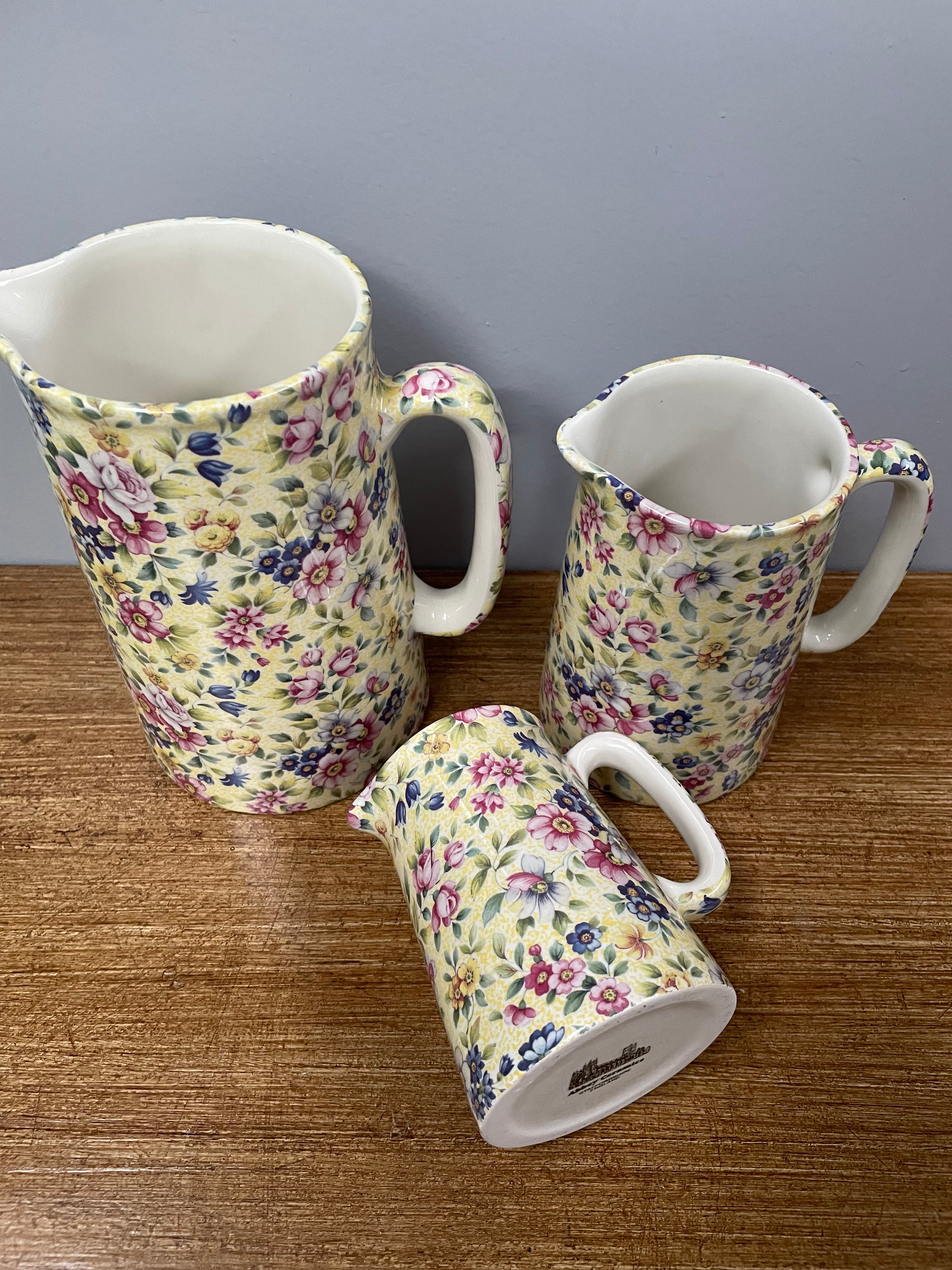 Set of Three Abbey Ceramics Staffordshire England Jugs | Antique & Vintage | Moonee Ponds Antiques | Australia Wide Delivery