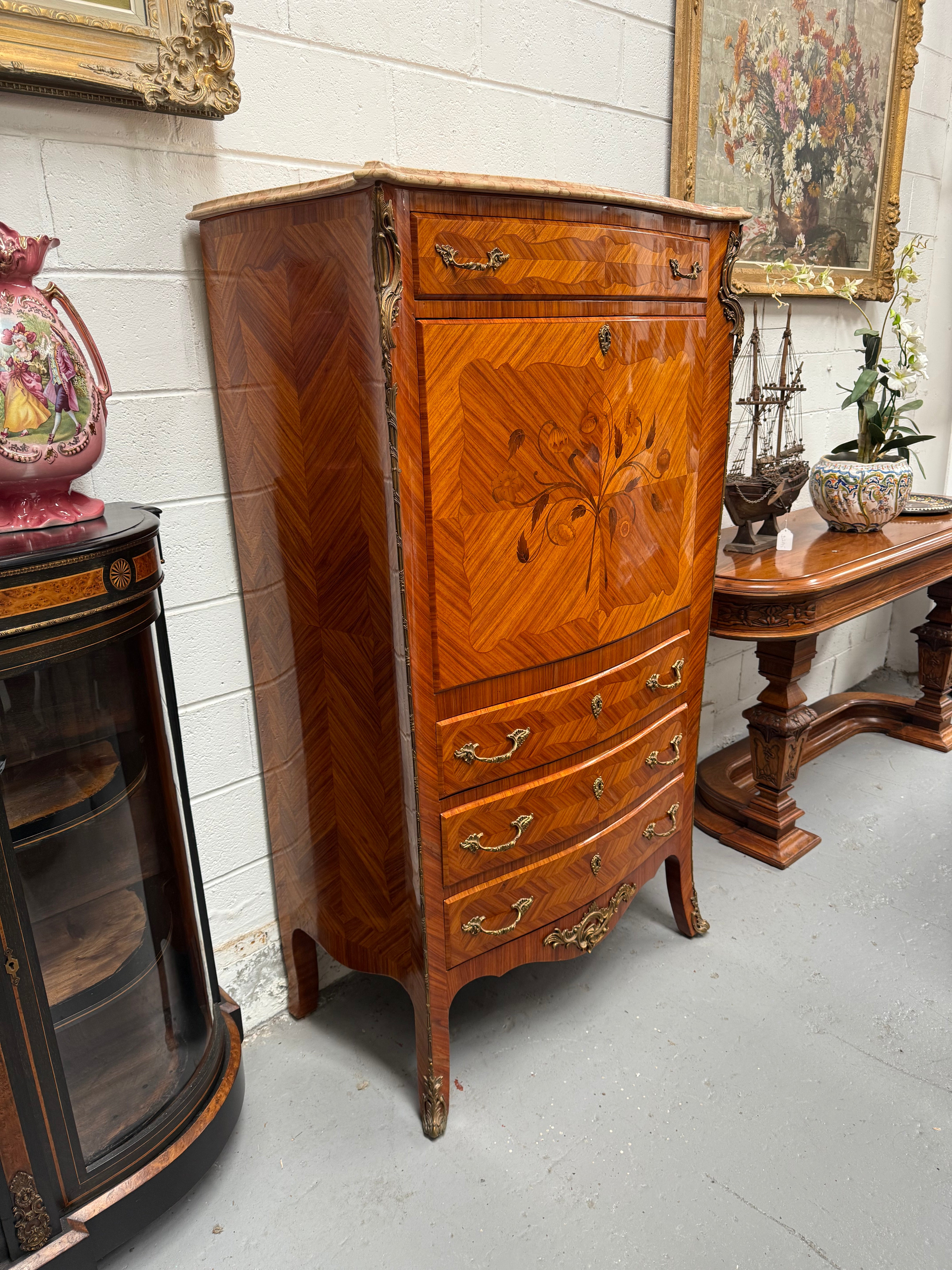 Louis XV Style Kingwood Secretaire Abattant With Drop Front Writing Bureau | Antique & Vintage | Moonee Ponds Antiques | Australia Wide Delivery