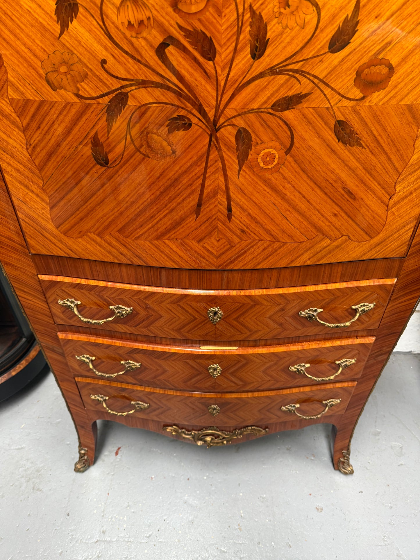 Louis XV Style Kingwood Secretaire a Abattant With Drop Front Writing Bureau