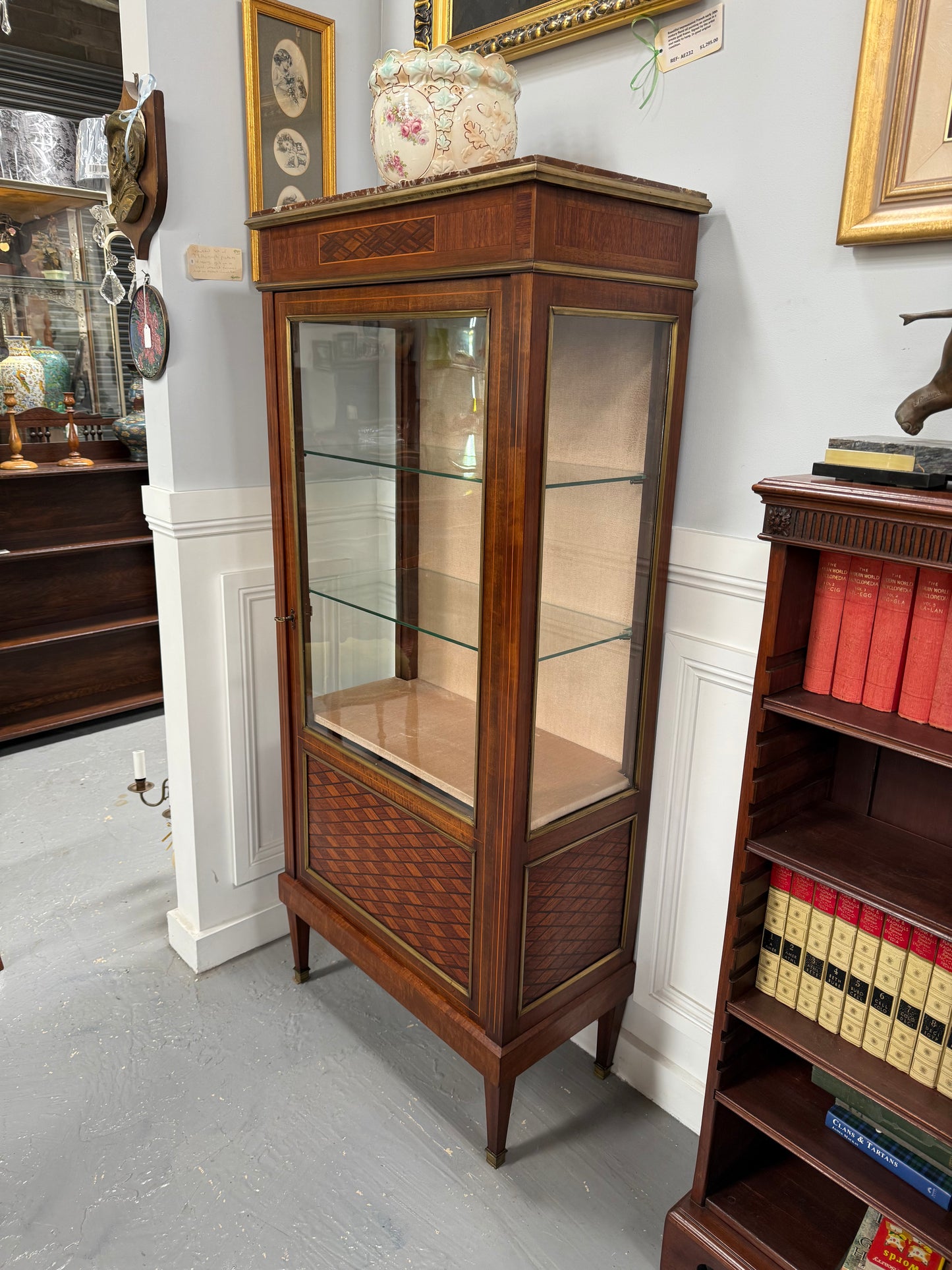 Very Attractive French Louis XVI Style Parquetry Inlay Vitrine