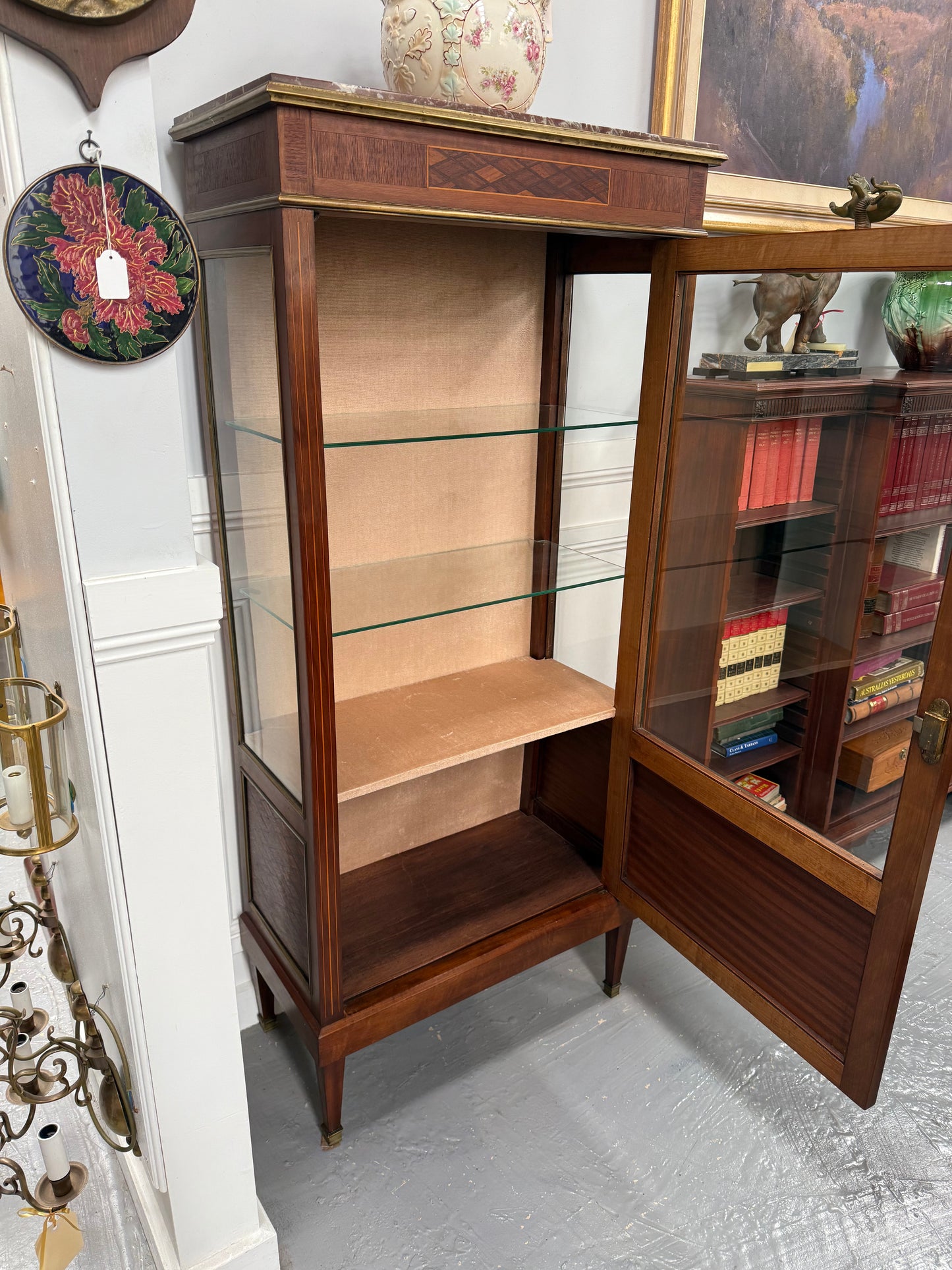 Very Attractive French Louis XVI Style Parquetry Inlay Vitrine