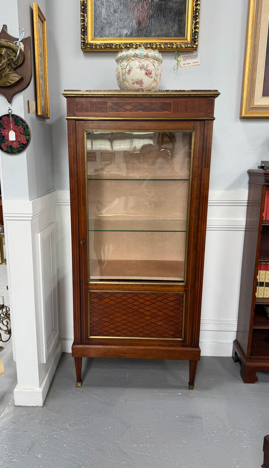 Very Attractive French Louis XVI Style Parquetry Inlay Vitrine