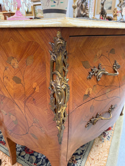 French 2 Drawer Commode With Marquetry Inlay & Marble Top | Antique & Vintage | Moonee Ponds Antiques | Australia Wide Delivery