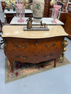French 2 Drawer Commode With Marquetry Inlay & Marble Top | Antique & Vintage | Moonee Ponds Antiques | Australia Wide Delivery