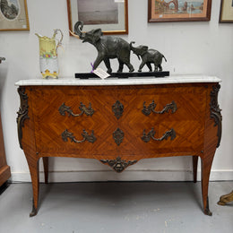 French Louis XV Style Parquetry Commode Style Side Cabinet