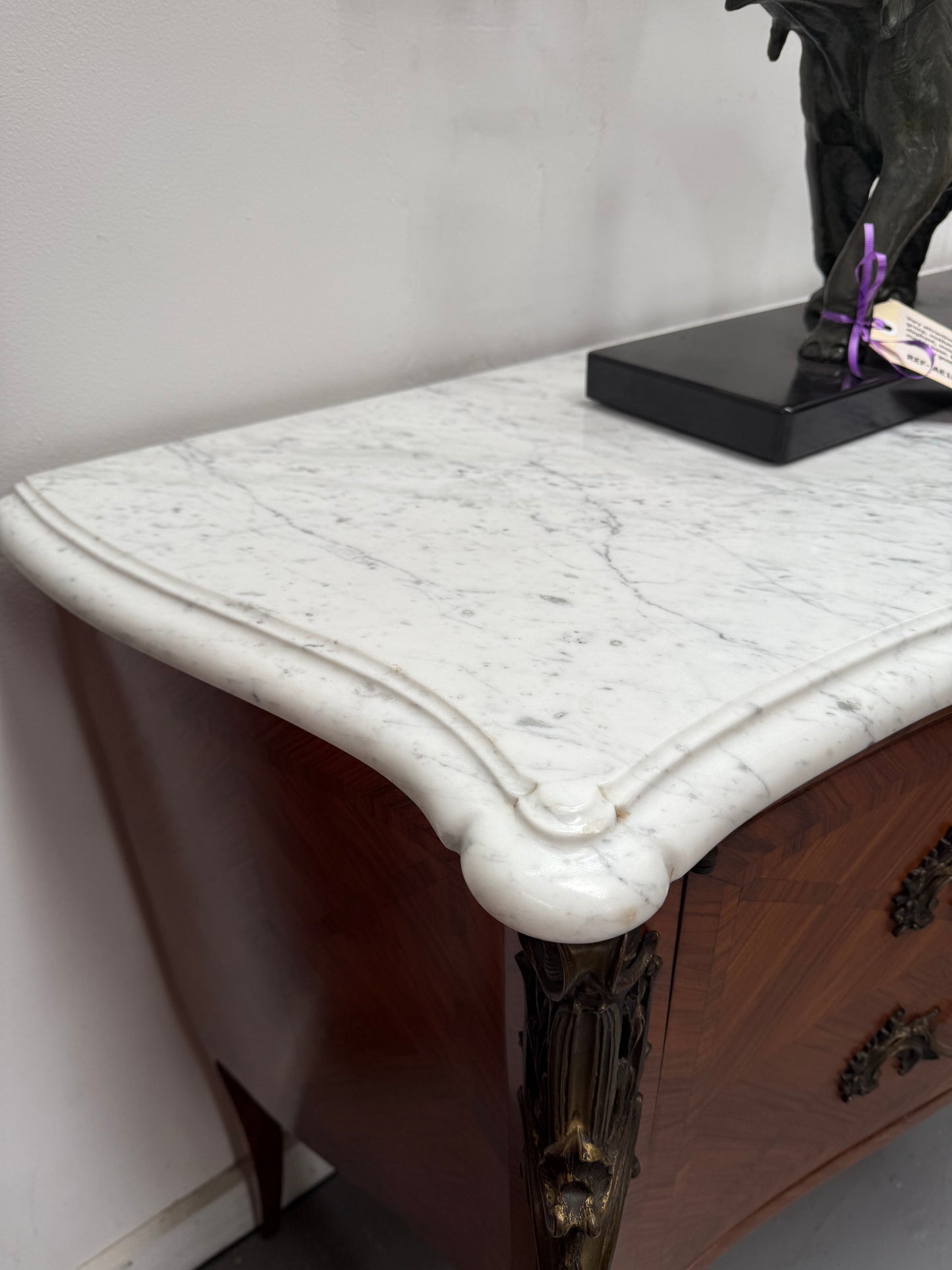 French Louis XV Style Parquetry Commode Style Side Cabinet