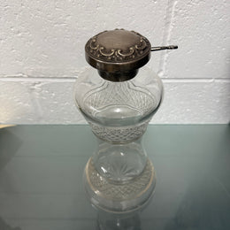 Rare Edwardian Single Bottle Tantalus With Key Silver Plated Top