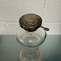 Rare Edwardian Single Bottle Tantalus With Key Silver Plated Top