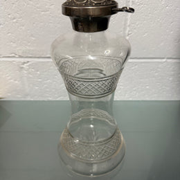 Rare Edwardian Single Bottle Tantalus With Key Silver Plated Top