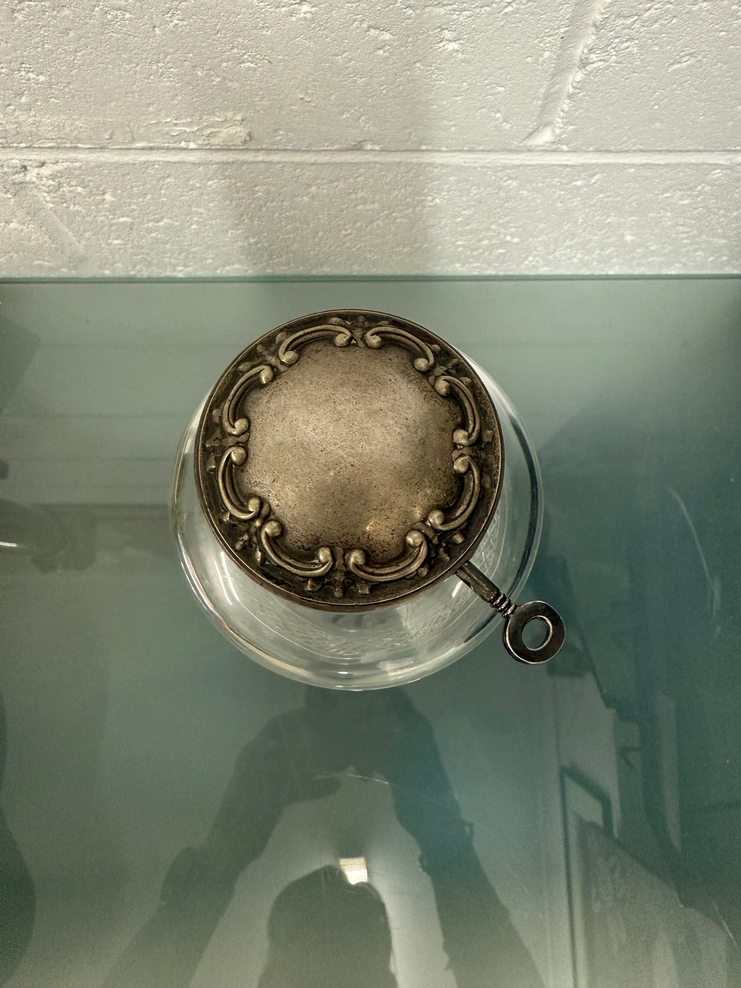 Rare Edwardian Single Bottle Tantalus With Key Silver Plated Top