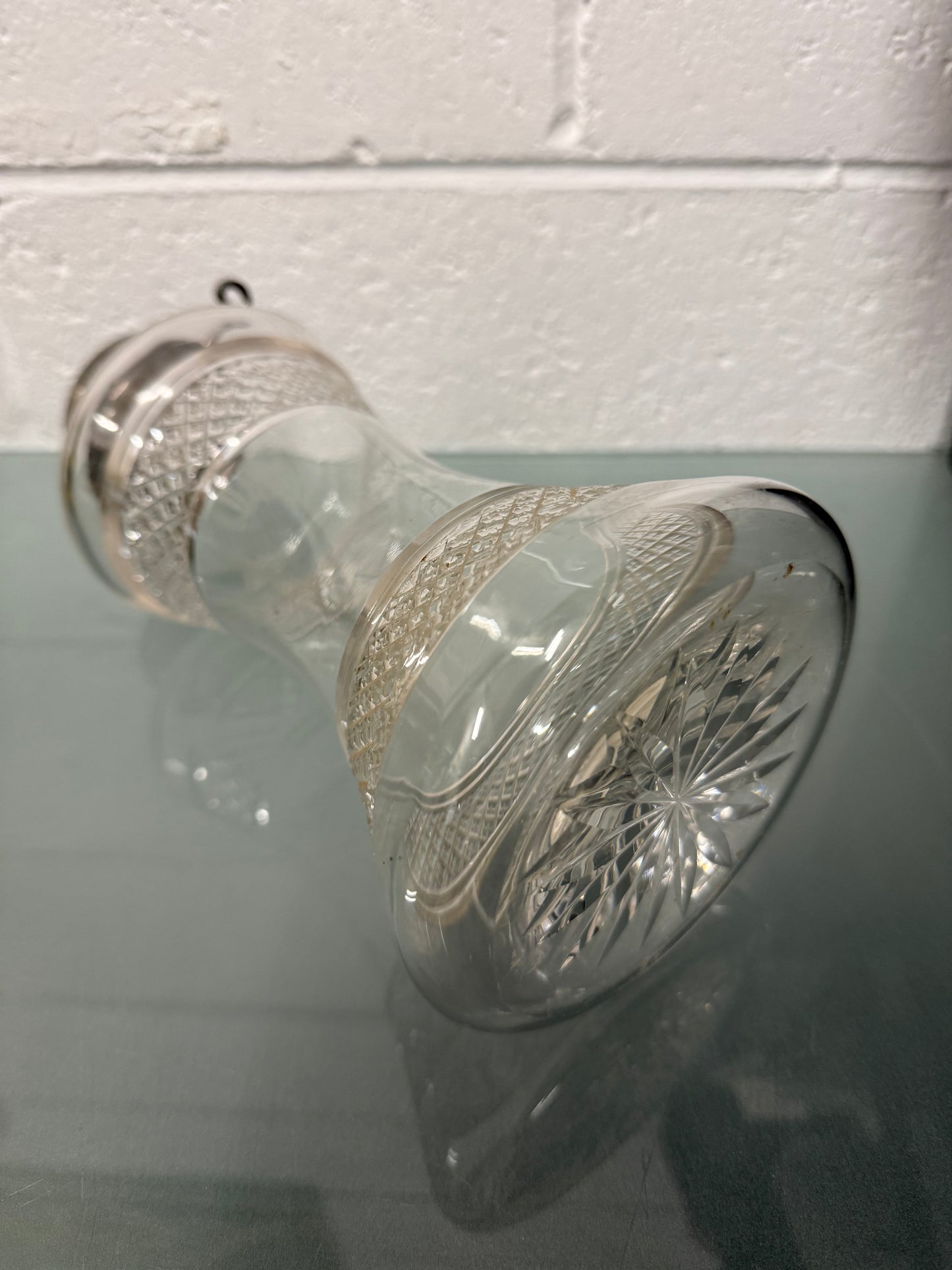 Rare Edwardian Single Bottle Tantalus With Key Silver Plated Top