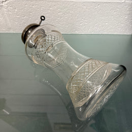 Rare Edwardian Single Bottle Tantalus With Key Silver Plated Top