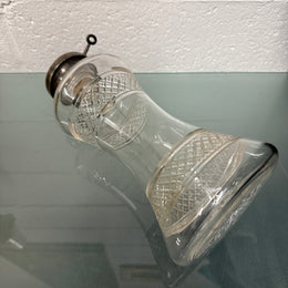 Rare Edwardian Single Bottle Tantalus With Key Silver Plated Top