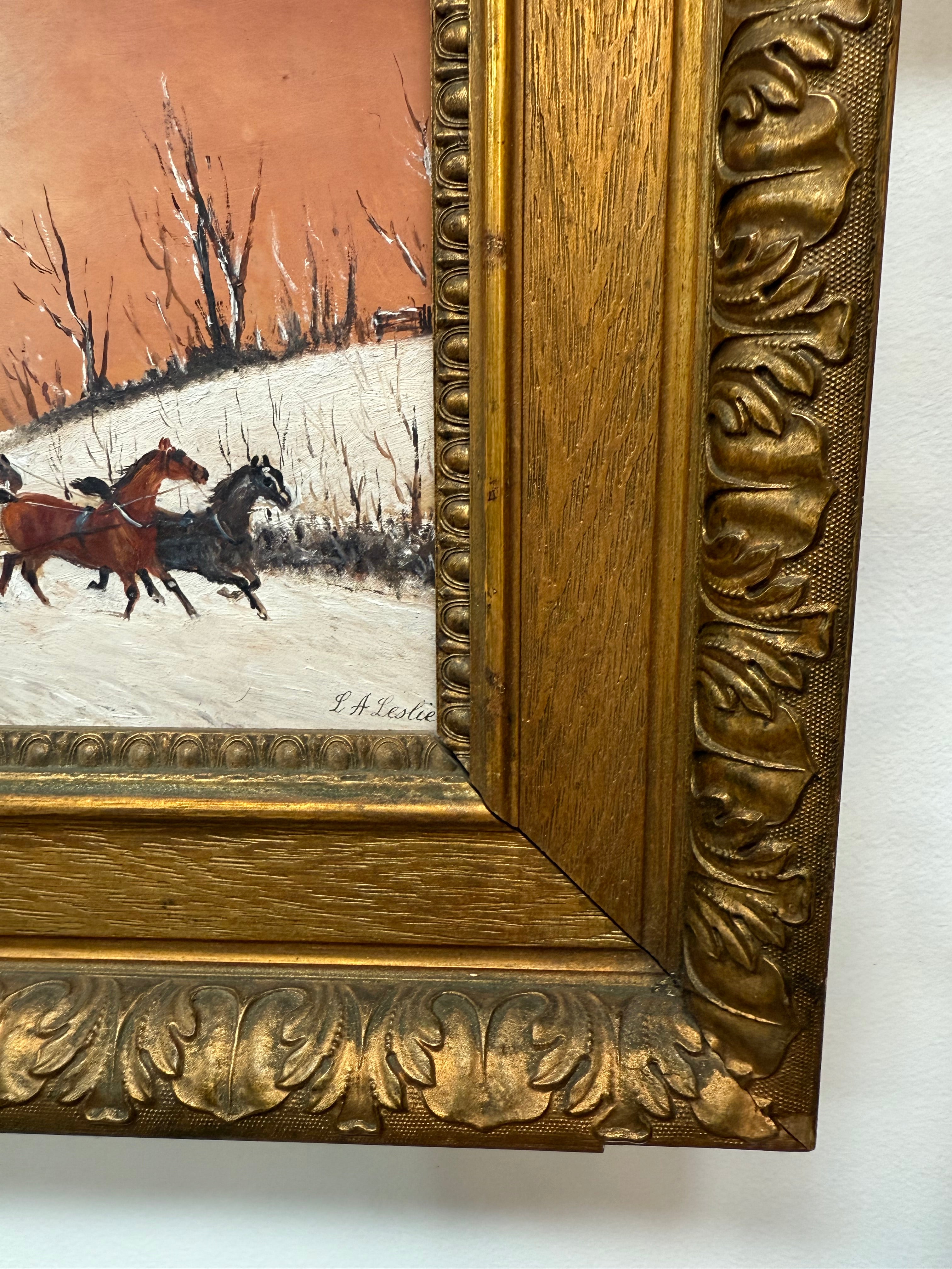 Pair Miniature Gilt Framed Coach Scenes Horses & Coach | Antique & Vintage | Moonee Ponds Antiques | Australia Wide