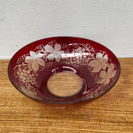 Vintage Bohemian Flashed Ruby Cut Glass Bowl