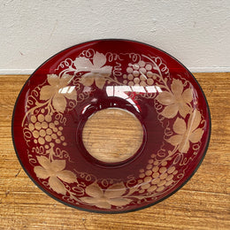 Vintage Bohemian Flashed Ruby Cut Glass Bowl