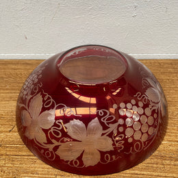 Vintage Bohemian Flashed Ruby Cut Glass Bowl