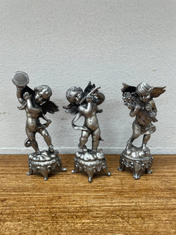Set Of 3 Heavy Pewter Cherub Figures | Antique & Vintage | Moonee Ponds Antiques | Australia Wide Delivery