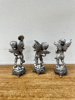 Set Of 3 Heavy Pewter Cherub Figures | Antique & Vintage | Moonee Ponds Antiques | Australia Wide Delivery