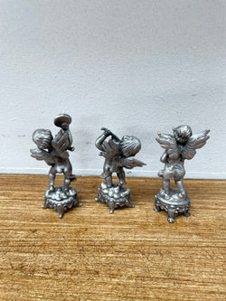 Set Of 3 Heavy Pewter Cherub Figures | Antique & Vintage | Moonee Ponds Antiques | Australia Wide Delivery