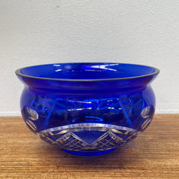 Vintage Bohemian Bristol Blue Cut Crystal Bowl.