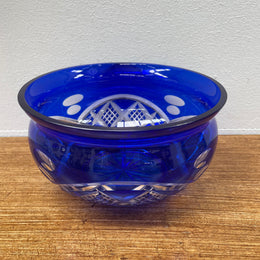 Vintage Bohemian Bristol Blue Cut Crystal Bowl.