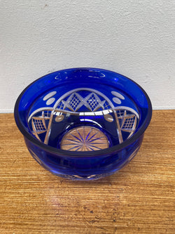 Vintage Bohemian Bristol Blue Cut Crystal Bowl. | Antique & Vintage | Moonee Ponds Antiques | Australia Wide Delivery