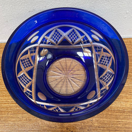 Vintage Bohemian Bristol Blue Cut Crystal Bowl.