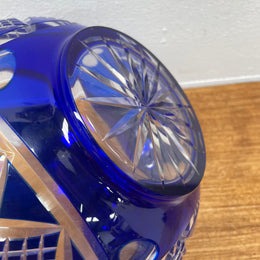 Vintage Bohemian Bristol Blue Cut Crystal Bowl.